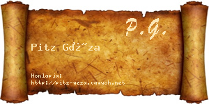 Pitz Géza névjegykártya