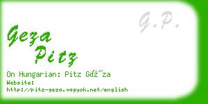 geza pitz business card